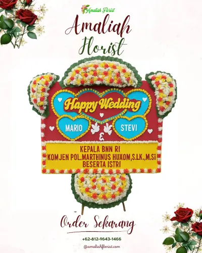Karangan Papan Bunga Pernikahan di Way Tataan